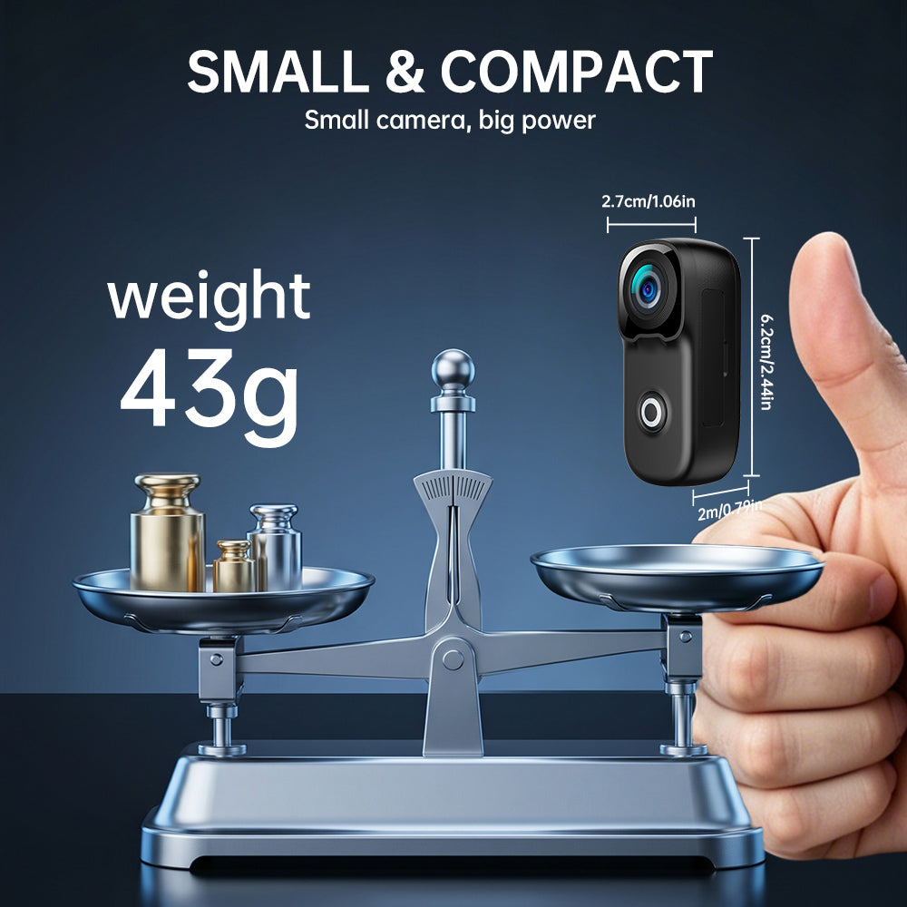 4K Mini Body Action Cameras POV Body CaCamera with Audio Video Recording, PortaWearable Waterproof Thumb Camera for MVlogging Skiing Cycling Hiking