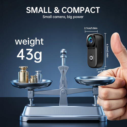 4K Mini Body Action Cameras POV Body CaCamera with Audio Video Recording, PortaWearable Waterproof Thumb Camera for MVlogging Skiing Cycling Hiking