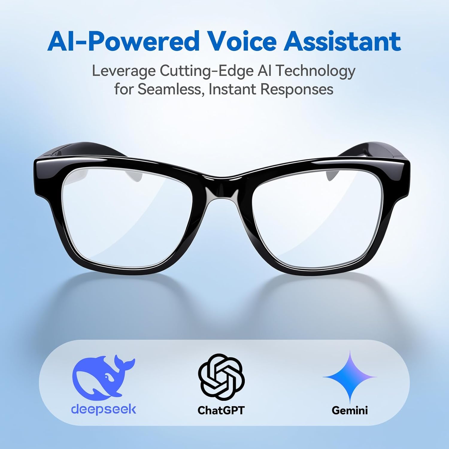 AI Smart Glasses with ChatGPT – Bluetooth, Real-Time Translation, Music & Hands-Free Calls, Photochromic Lenses, UV & Blue Light Protection for Men & Women