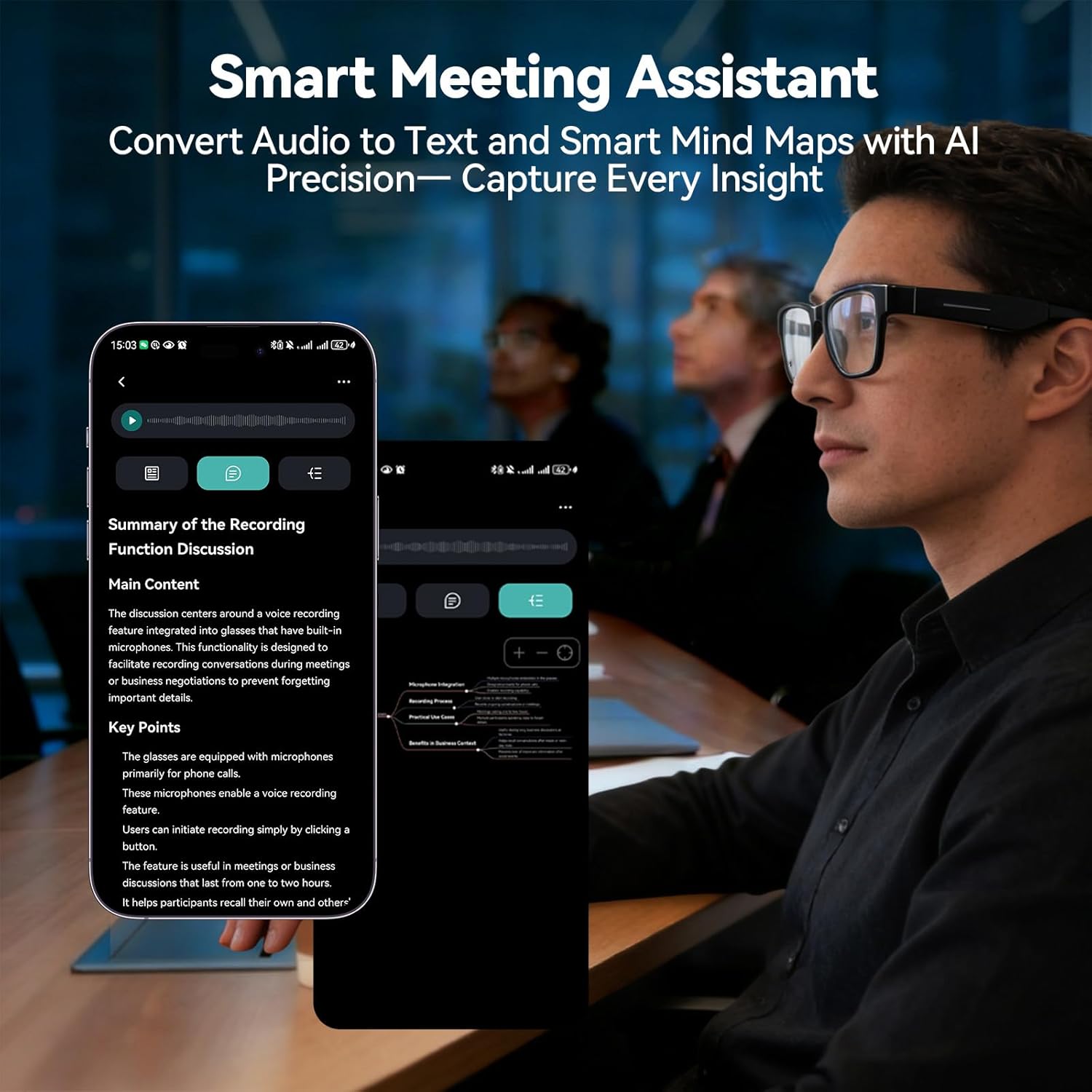 AI Smart Glasses with ChatGPT – Bluetooth, Real-Time Translation, Music & Hands-Free Calls, Photochromic Lenses, UV & Blue Light Protection for Men & Women