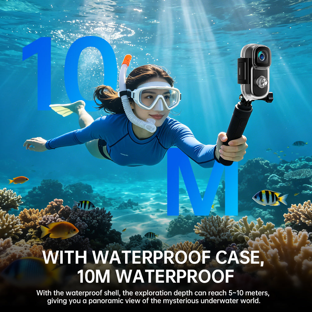 4K Mini Body Action Cameras POV Body CaCamera with Audio Video Recording, PortaWearable Waterproof Thumb Camera for MVlogging Skiing Cycling Hiking