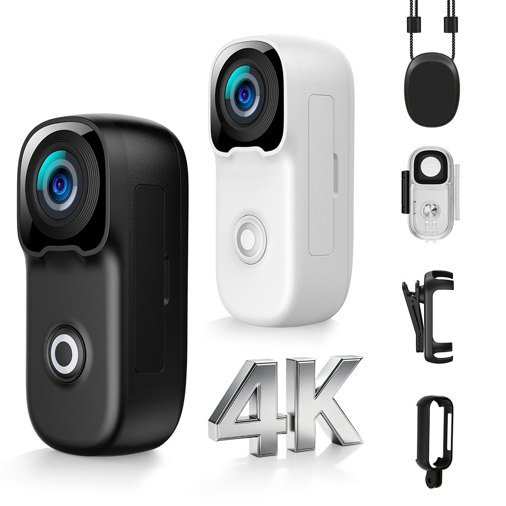 4K Mini Body Action Cameras POV Body CaCamera with Audio Video Recording, PortaWearable Waterproof Thumb Camera for MVlogging Skiing Cycling Hiking