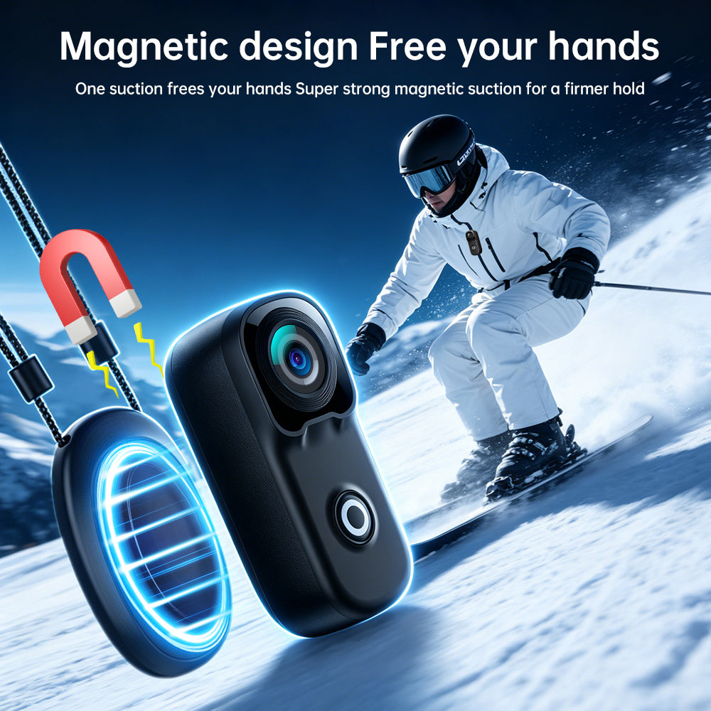 4K Mini Body Action Cameras POV Body CaCamera with Audio Video Recording, PortaWearable Waterproof Thumb Camera for MVlogging Skiing Cycling Hiking