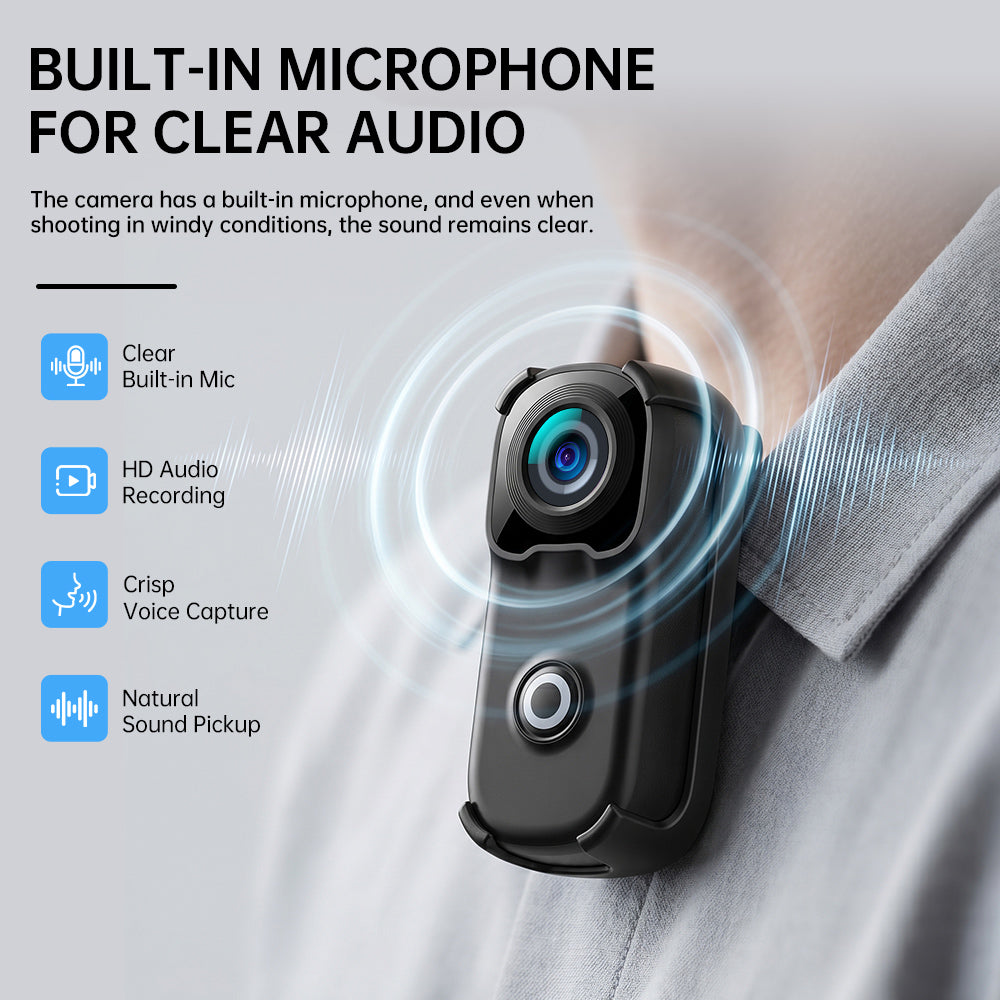 4K Mini Body Action Cameras POV Body CaCamera with Audio Video Recording, PortaWearable Waterproof Thumb Camera for MVlogging Skiing Cycling Hiking