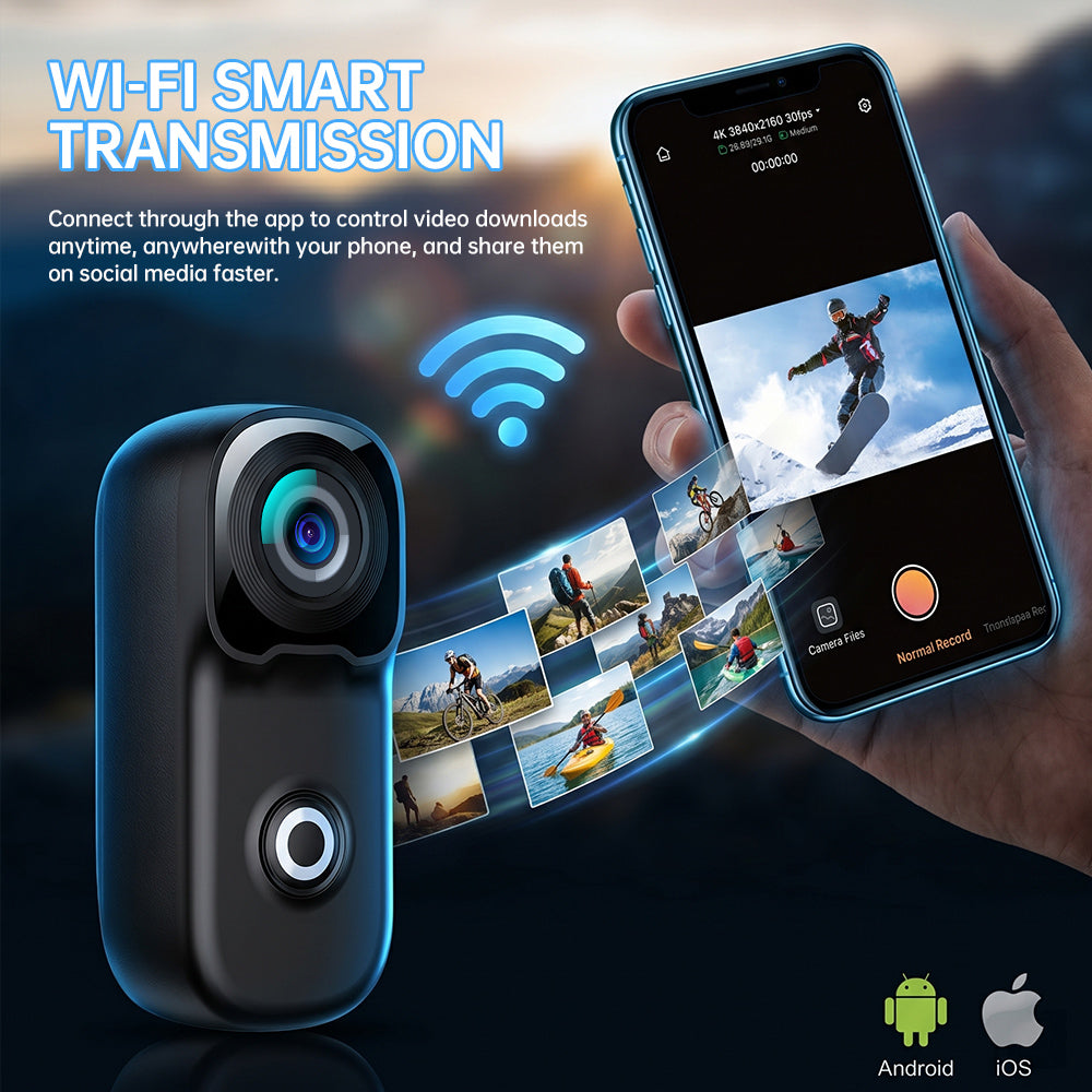 4K Mini Body Action Cameras POV Body CaCamera with Audio Video Recording, PortaWearable Waterproof Thumb Camera for MVlogging Skiing Cycling Hiking